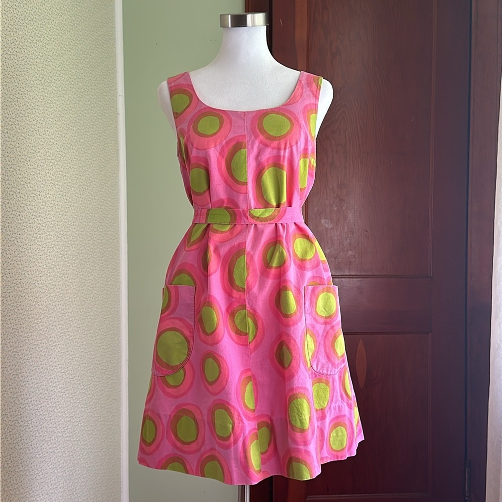 VINTAGE Marimekko Pink & Green Polkadot Dress, Size L